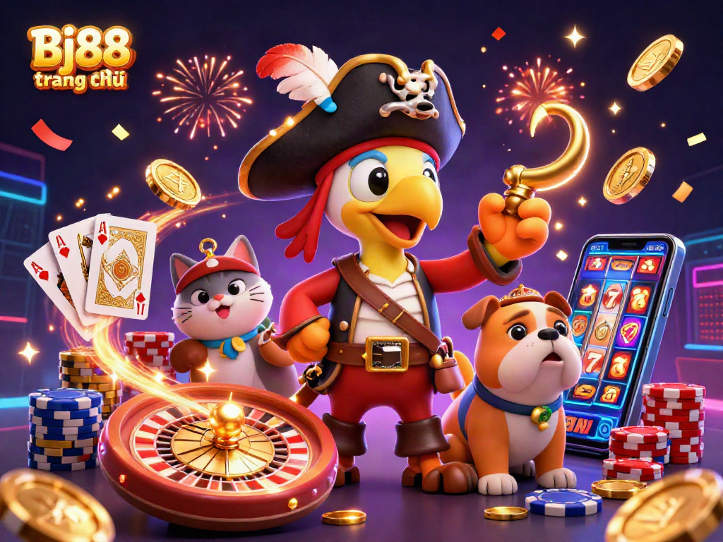 Bj88 trang chủ brings excitement to gaming with vibrant casino elements and animated characters.