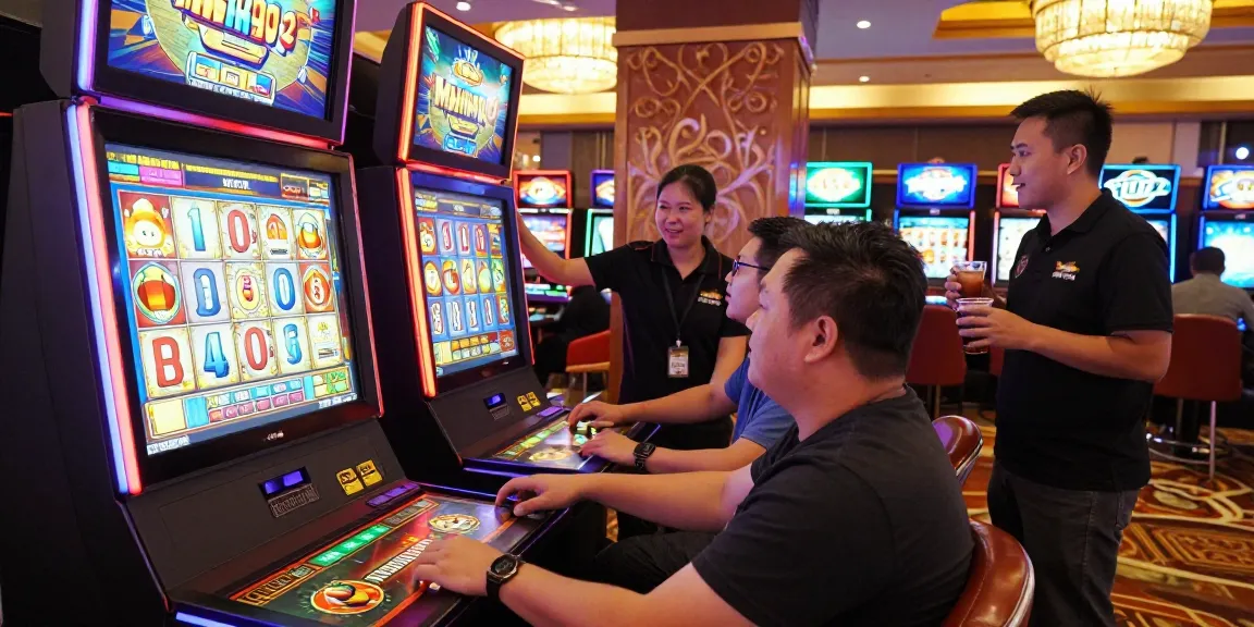Pemain menikmati mesin slot Mahjong Ways 2 dalam suasana kasino yang meriah.
