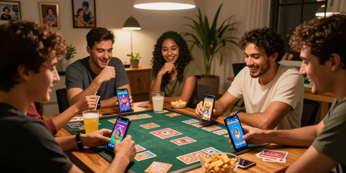 Engaging friends playing card games on the 3 Patti World app at a cozy home setting, showcasing an exciting game portal experience.
